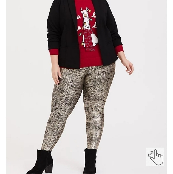 Torrid Size 1 Metallic Gold Leggings PREMIUM LEGGING - METALLIC FOIL CROSSHATCH - Picture 5 of 13